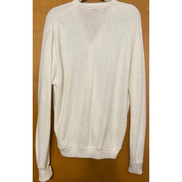 Vintage Izod Of London Lacoste Sweater XL IVORY WHITE Crocodile Grandpa Cardigan - Picture 2 of 5